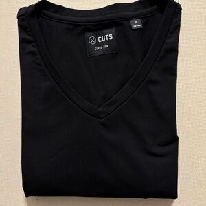 Men's CUTS Tee Pair. V-Neck Short Sleeve and Crew Long Sleeve both in Black. XL